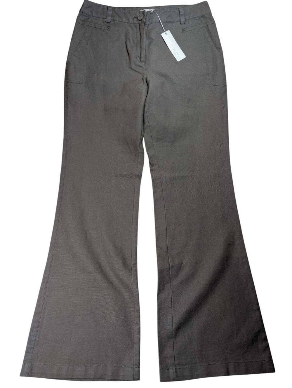 NWT Two Star Dog Women’s Gray Linen Flair Wide Leg Pants Size 10 Business Casual